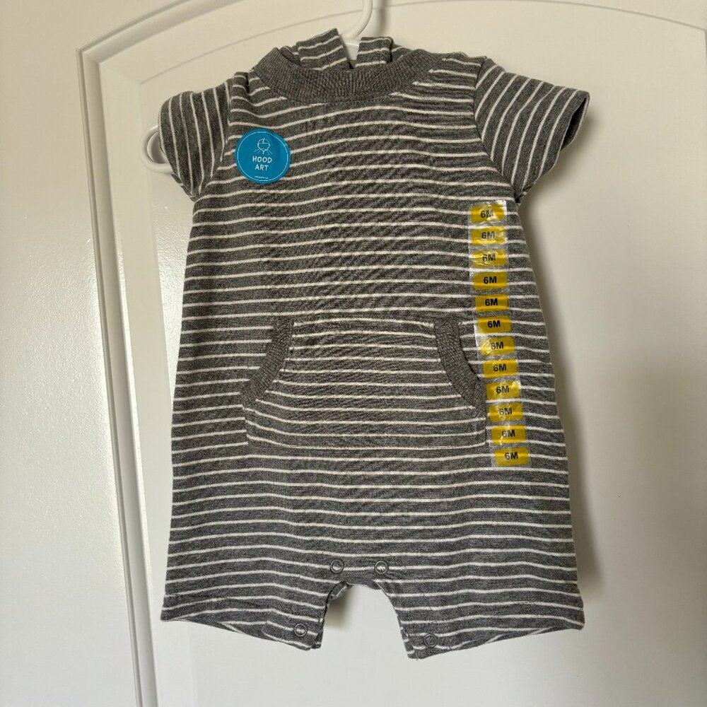 **NWT** Carter's Baby Dinosaur Hooded Striped Romper